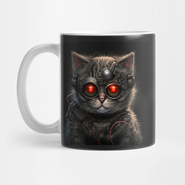 Cat-terminator cyberpunk robot kitty by SJG-digital